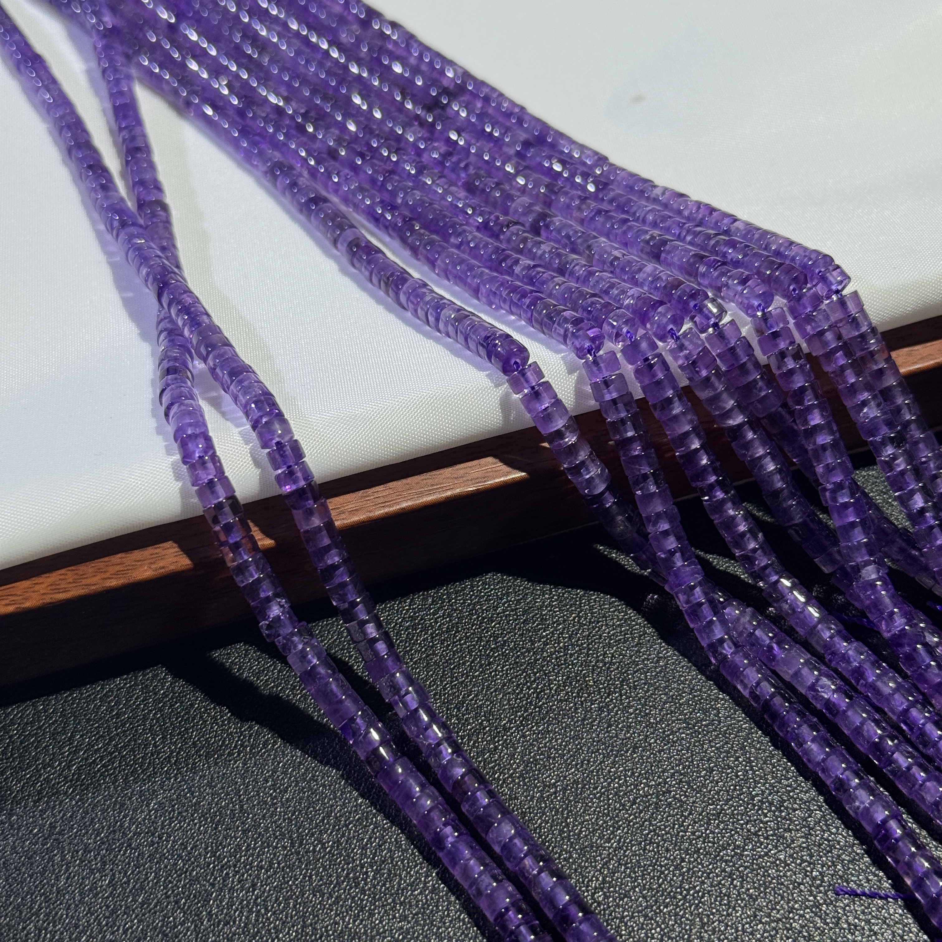 高品天然紫水晶直切4*2mm隔珠配珠散珠Diy项链手链半成品手工串珠