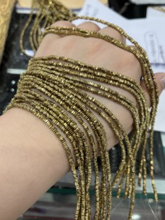 2mm金色切八角不规则黑胆石散珠隔珠配珠一条38厘米锁骨链手链配