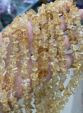 天然无优化黄水晶碎石约9mm散珠半成品水晶手工串珠饰品配件80cm