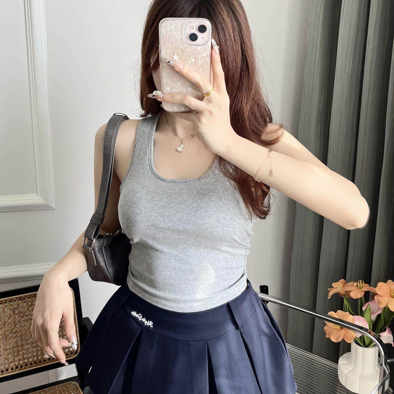 美式辣妹挂脖露背吊带背心女夏内搭打底外穿独特别致美背抹胸上衣