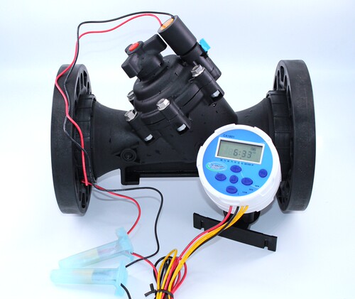 赞臣3寸干电池灌溉控制器电磁阀90管带法兰适用无电区不放线省电