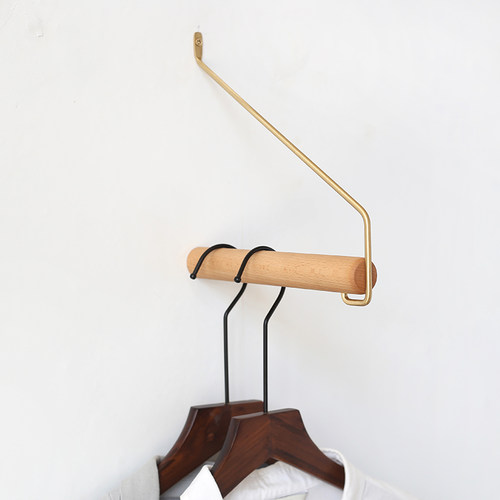 北欧实木黄铜个性收纳墙面挂衣钩