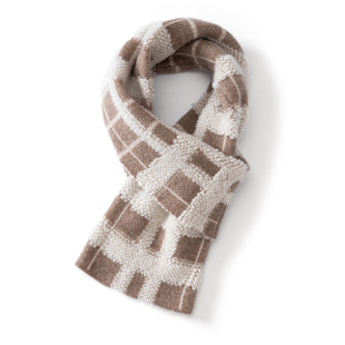 cashmere日系复古 女双层穿孔围脖脖套加厚护颈男 山羊绒围巾冬季