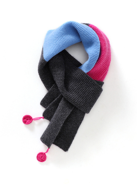 美美美！秋冬cashmere山羊绒围巾女拼色手工勾花针织保暖百搭围脖