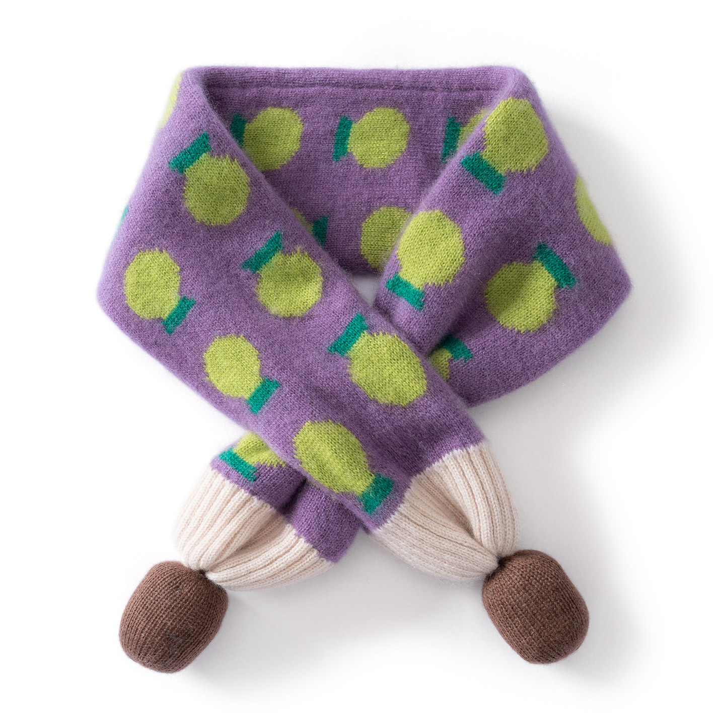 可爱菠萝图案针织围巾秋冬新款