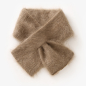 拉绒100%纯山羊绒围巾女冬季 短款 小围脖百搭穿孔交叉针织加厚保暖