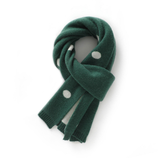 秋冬cashmere山羊绒双面波点围巾女加厚保暖针织毛线围脖学生百搭