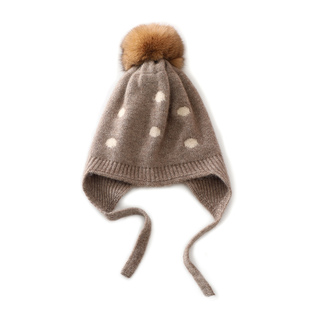不一样的品质！儿童山羊绒帽子护耳带球球秋冬保暖加厚防寒针织帽