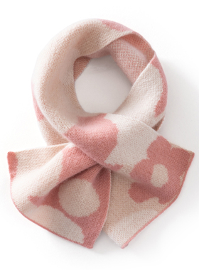 秋冬季新款山羊绒小围巾女加厚保暖时尚百搭针织提花交叉护颈围脖