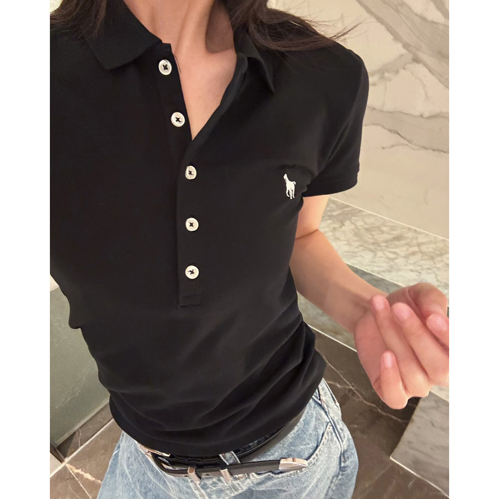 早春新款小马刺绣休闲POLO衫简约五扣翻领短袖女,女装/女士精品,POLO衫,淘宝优惠券,粉丝福利购,淘宝优惠卷