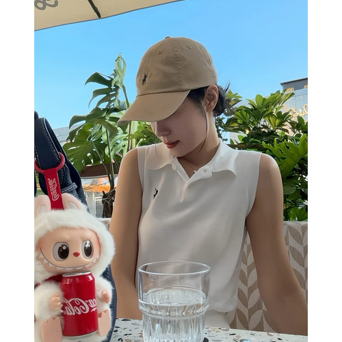 老钱风小马polo翻领刺绣针织马甲背心女春夏无袖