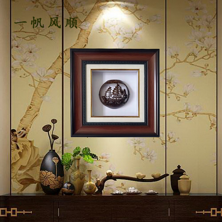海南特色手工椰雕工艺挂墙壁画 生节日礼物 客厅卧餐厅玄关装饰画
