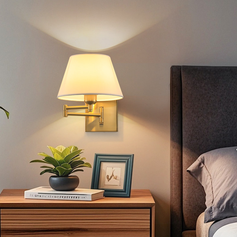 新款酒店床头壁灯led客房灯布艺宾馆灯美式创意客厅卧室壁灯定制