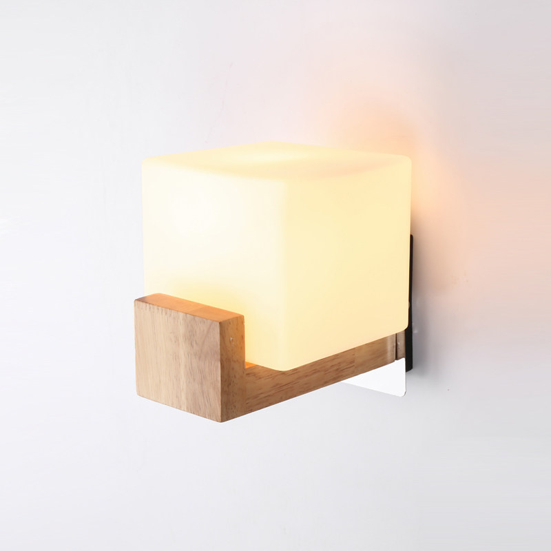 原木实木卧室床头灯壁灯过道楼梯北欧美式现代简约壁灯具6017