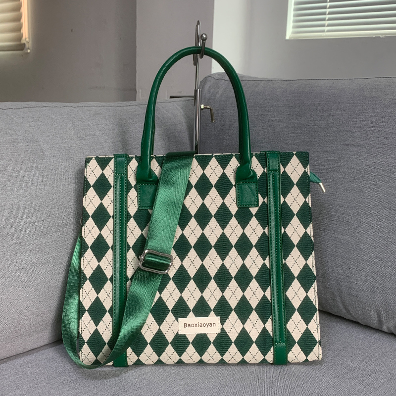 帆布硬底大学生上课托特包斜挎包