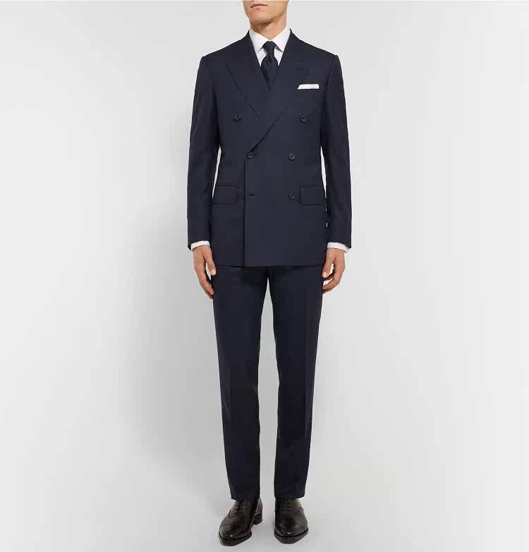 melco tailor英国进口面料纯羊毛西装套装男士藏青色西服手工定制