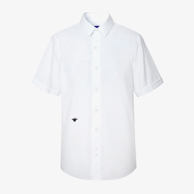 葡京洋服手工蜘蛛刺绣白色纯棉衬衫男士商务休闲短袖衬衣支持定制