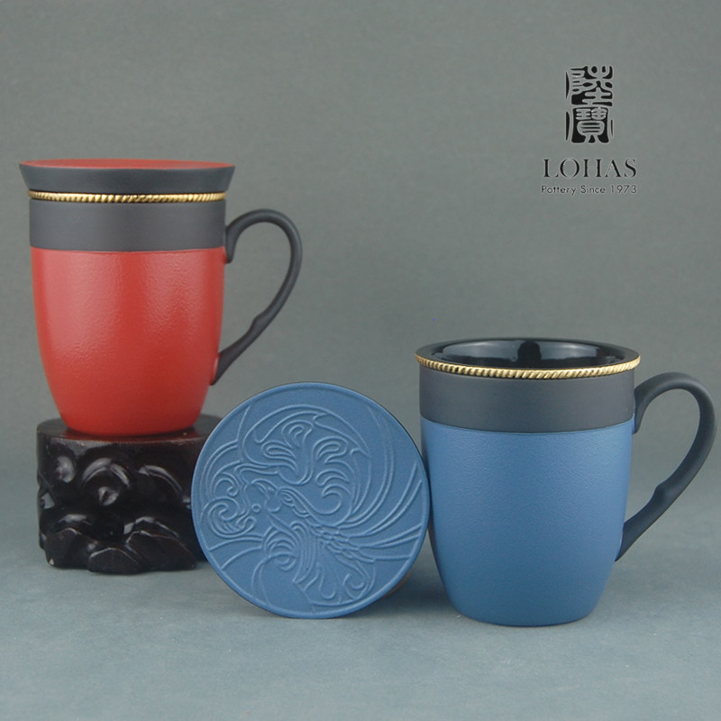 陆宝高温陶瓷泡茶盖杯会议杯手工