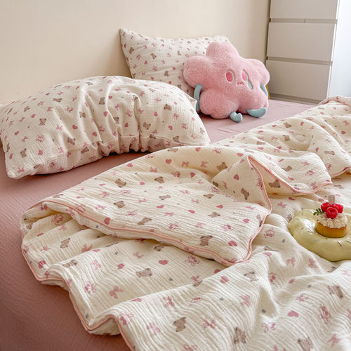 软软糯糯的双层皱皱纱夏被四件套