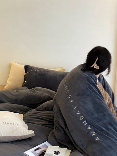 四件套牛奶绒简约北欧