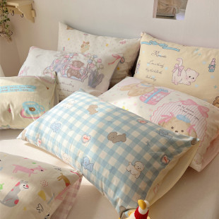 单品全棉枕头套48 单人信封枕40支纯棉卡通少女风学生 74cm一只装