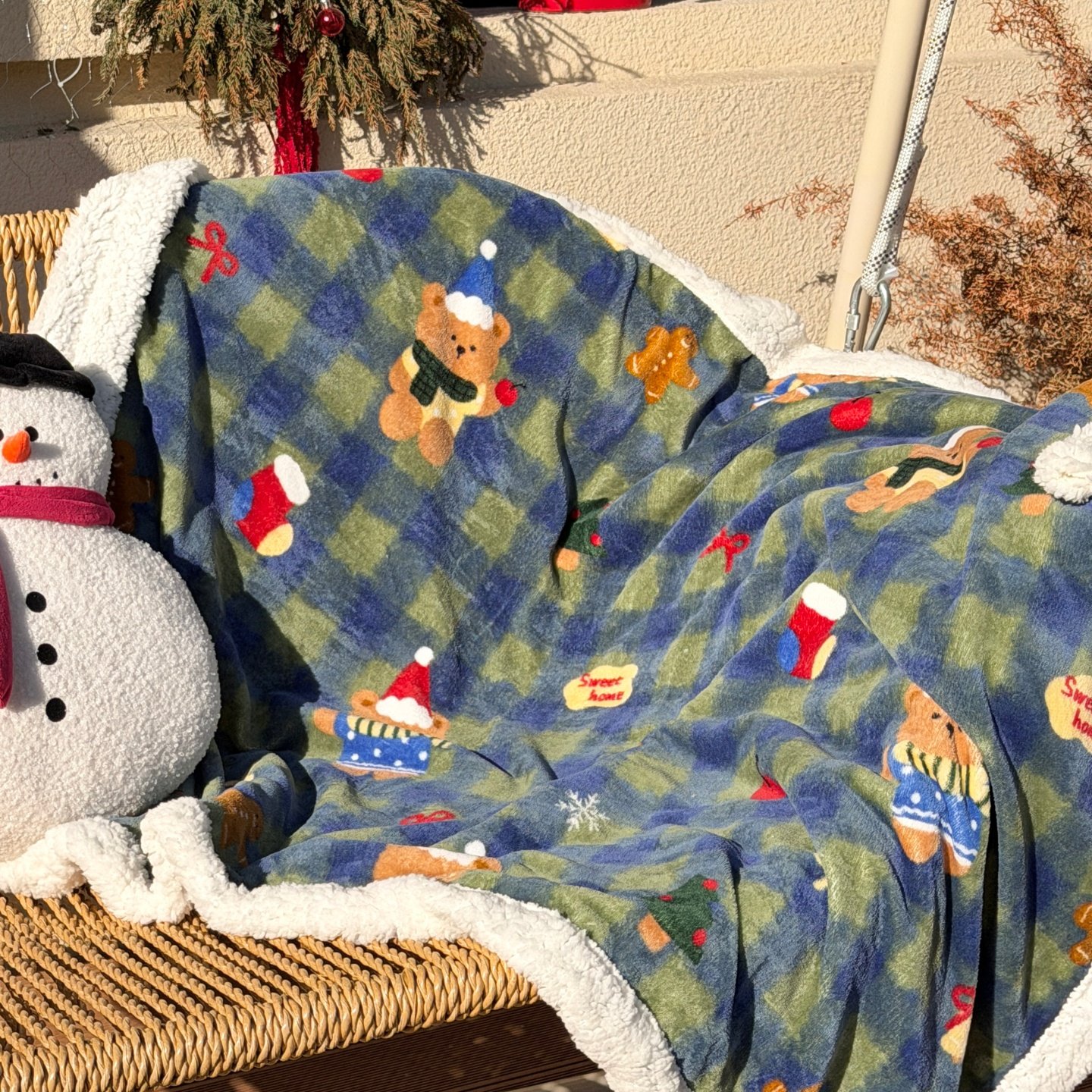 圣诞小熊～保暖双层羊羔绒毛毯可爱少女风牛奶绒学生午休毯礼物