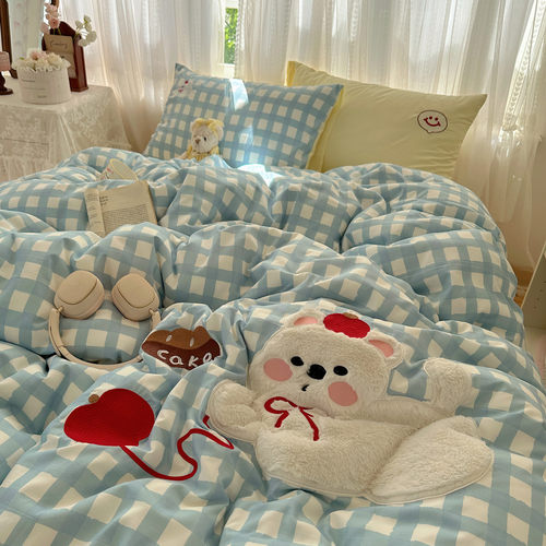 奶油卡通兔毛贴布绣套件