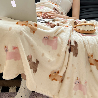 四季通用盖毯牛奶绒ins可爱卡通