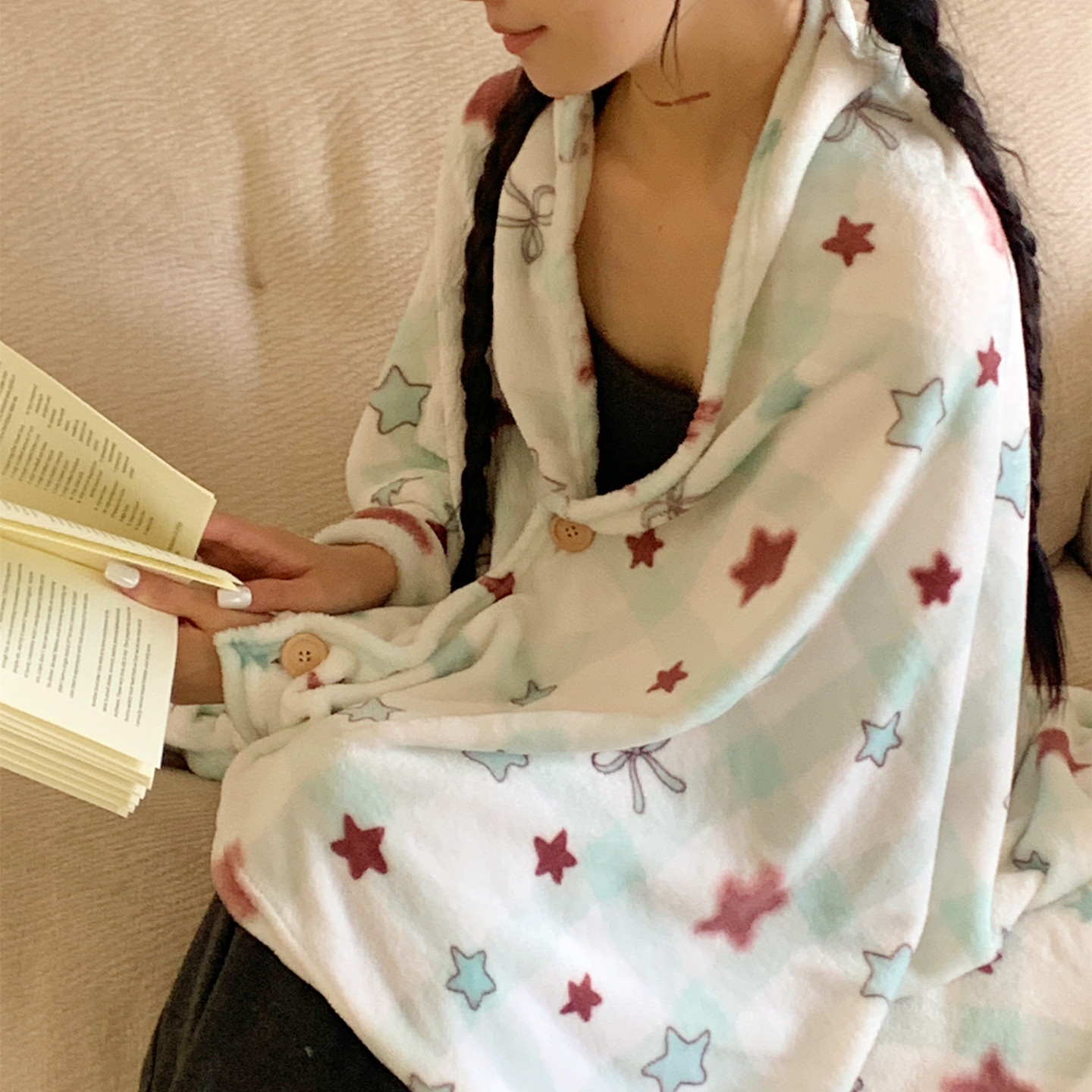 牛奶绒披肩毯可爱卡通