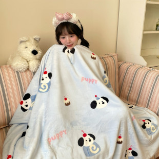 卡哇伊~柔软牛奶绒双面绒毛毯盖毯办公室午休毯学生披肩卡通少女