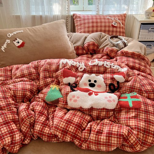 秋冬ins保暖牛奶绒四件套