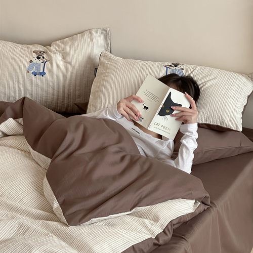 床单款四件套简约纯色纯棉