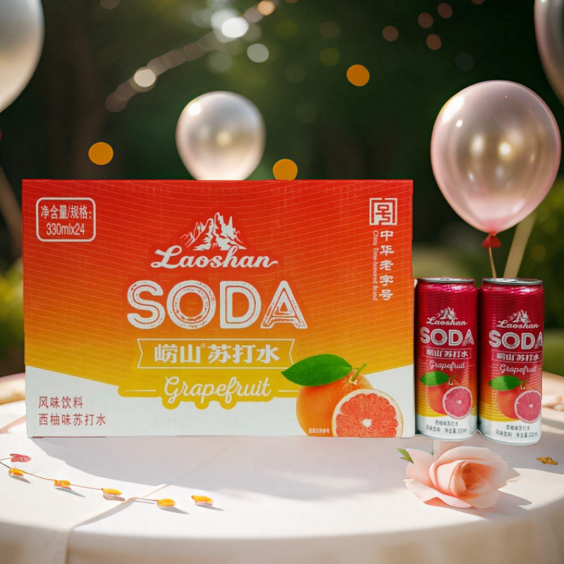 青岛崂山苏打水320mlX24罐西柚味