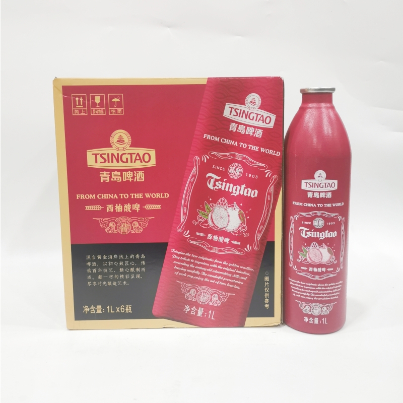 【产地青岛直发】青岛啤酒果啤西柚味精酿啤酒1升x2瓶酒精度4度