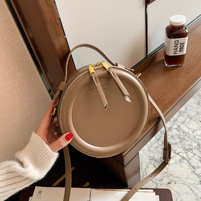 MK QG洋气质感包女新款潮时尚百搭小众手提小圆包网红单肩斜挎包