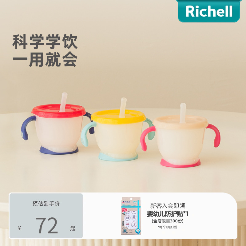 Richell利其尔儿童夏天吸管训练水杯家用喝水杯宝宝饮水杯学饮杯-封面