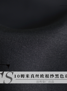 FS风尚黑色10姆米真丝欧根纱双宫纱桑蚕丝布料衬衣连衣裙服装面料