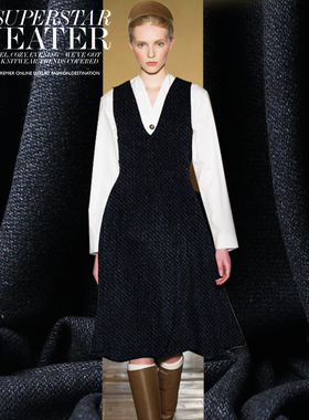 零头布 黑色藏蓝色织交织柔软羊毛呢春秋外套连衣裙服装面料