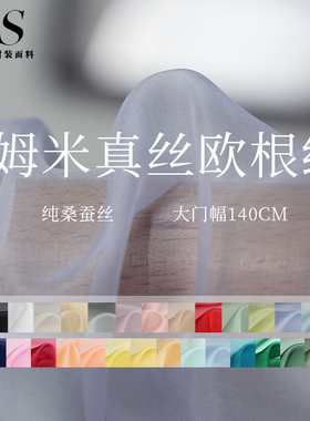 FS风尚纯色5/8姆米宽/窄幅真丝欧根纱硬绡桑蚕丝丝绸汉服布料面料