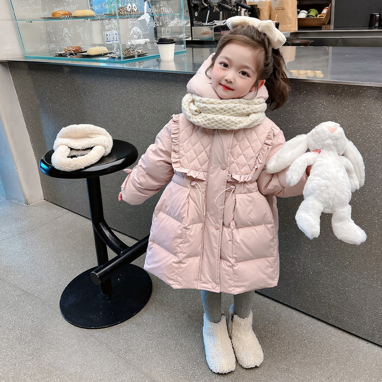 女童羽绒服冬季2025新款中长款儿童装冬装韩版宝宝秋冬款外套连帽