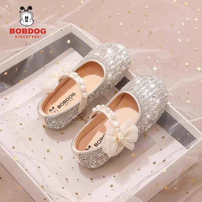 巴布豆真皮女童鞋子儿童小皮鞋