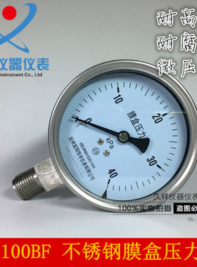 YE100BF 不锈钢膜盒压力表 千帕微压表 耐高温防腐蚀压力表全规格