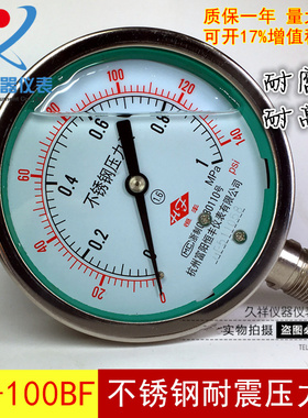不锈钢耐震压力表YN100BF 2.5mpa耐腐蚀防腐高温蒸汽压力表全规格