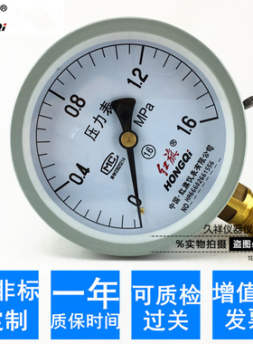 红旗普通压力表Y-100径向规格齐全0-60Mpa 真空表标准螺纹M20*1.5