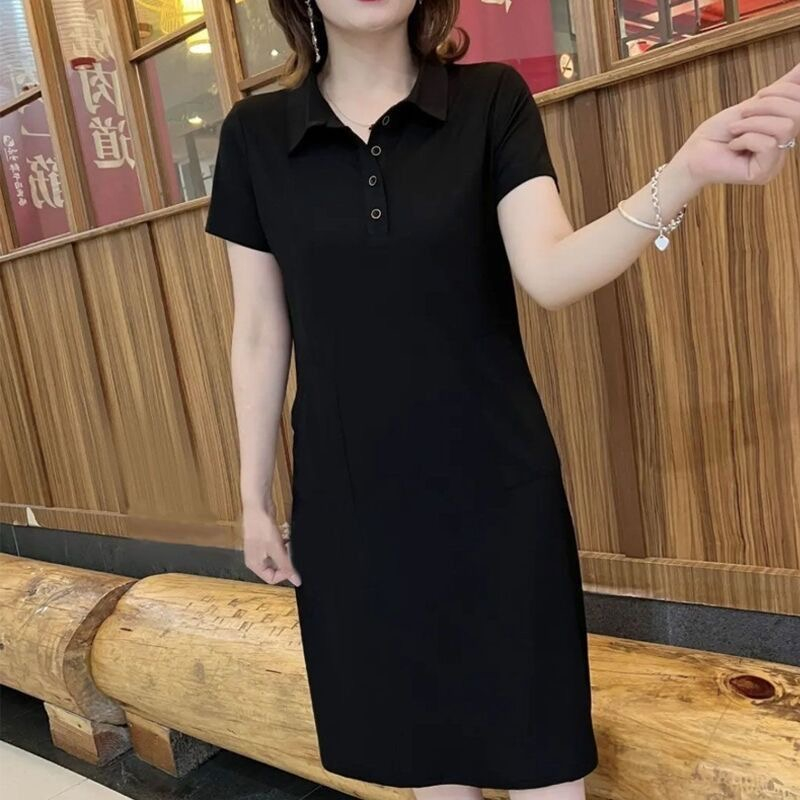 显瘦遮肚气质休闲连衣裙妈妈女裙