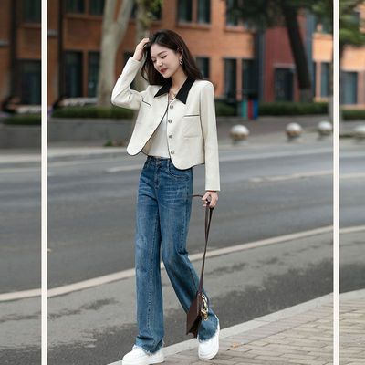 法式翻领小香风外套女短款