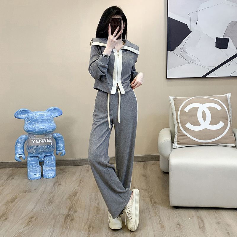2025年韩版潮牌早秋新款时尚休闲套装女直筒裤跑步运动服网红女潮