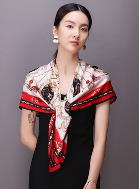 杭州丝绸真丝丝巾女百搭100%桑蚕丝大方巾披肩妈妈款围巾秋夏冬季