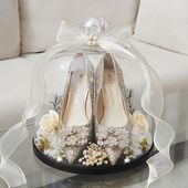 盒 盒子套圈接亲游戏水晶罩子铃铛套圈婚鞋 婚鞋 盒带锁婚礼藏婚鞋