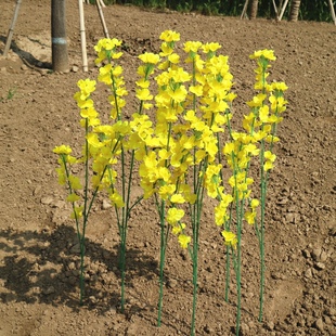 仿真油菜花 绢花假花人造花 婚庆背景用拍摄道具花 厂家直销